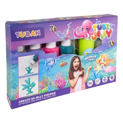 Σετ Tubi Jelly Γοργόνα για δημιουργία φιγούρων gel - 6 χρώματα 